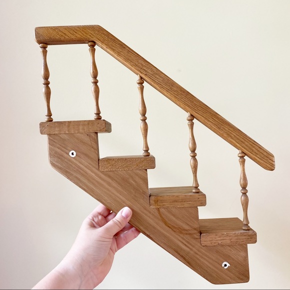 Vintage Wooden Decorative Stair Knick Knack Wall Shelf - Picture 3 of 3